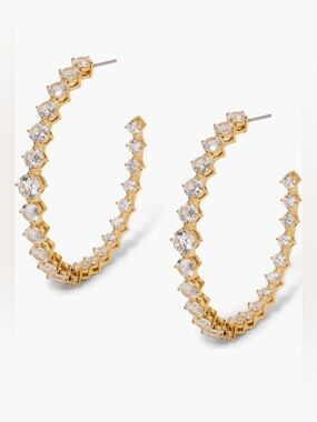 NADRI Sunshower Crystal Hoop Earrings, BRAND NEW, GOLD CLEAR, $85
